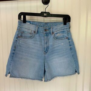 American Eagle Outfitters Blue Jean Shorts High-Waisted Distressed